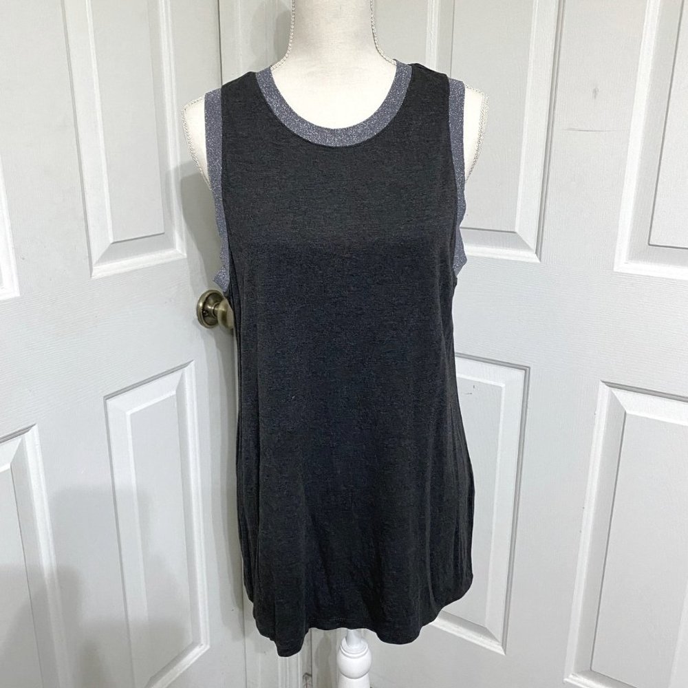 L Banana Republic Gray Sleeveless top with Silver Trim